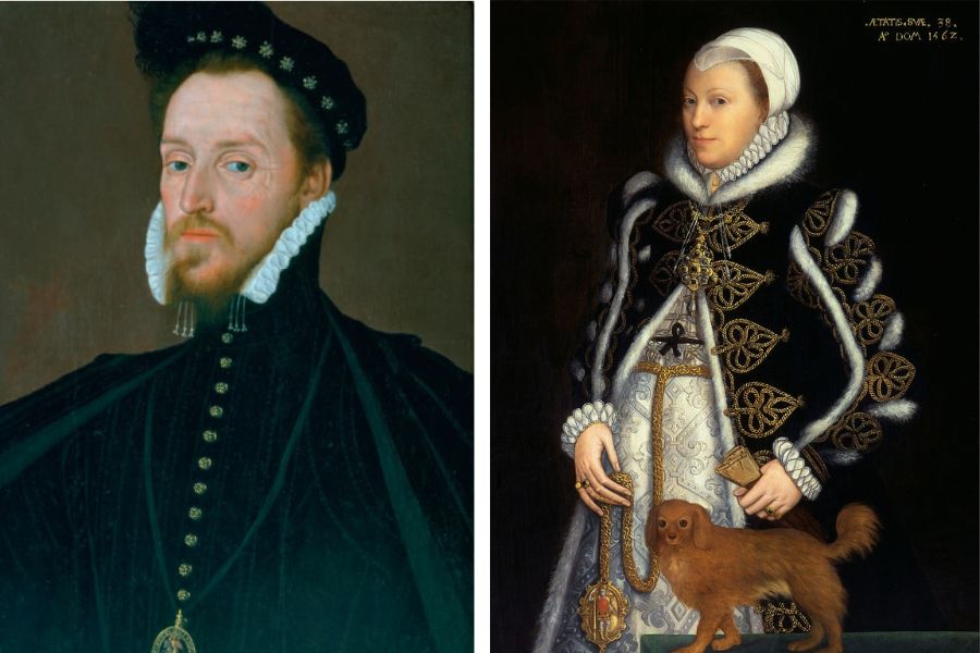 Side by side portraits of Catherine and Henry Carey, the children of Mary Boleyn